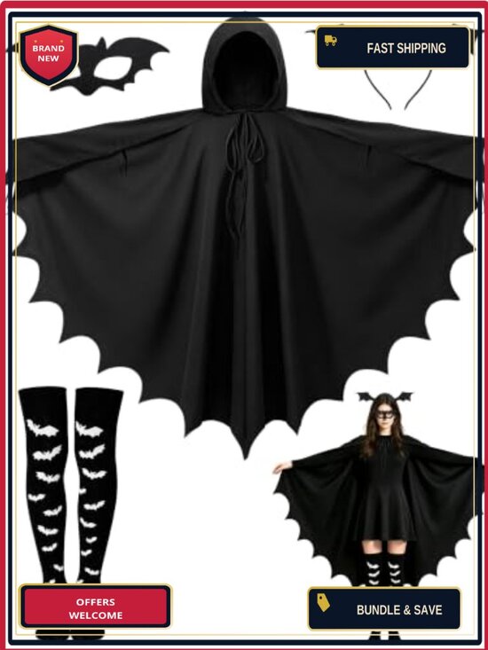 Other - Bat Halloween Costume Set Wings Cloak Mask Headband Tights Cosplay